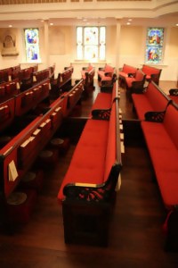 A photo of the interior of St John's Episcopal Church, Lafayette Square Washington D.C. Is this the pew that ghosts frequent?